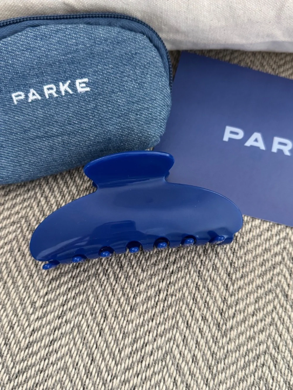 Parke Claw Clip Navy Denim Blue Hair Accessories with bag